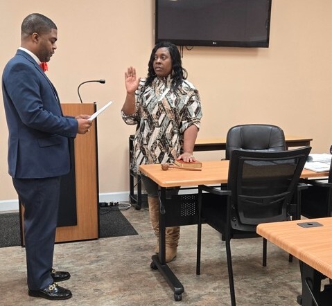 Marie President getting sworn in as president.